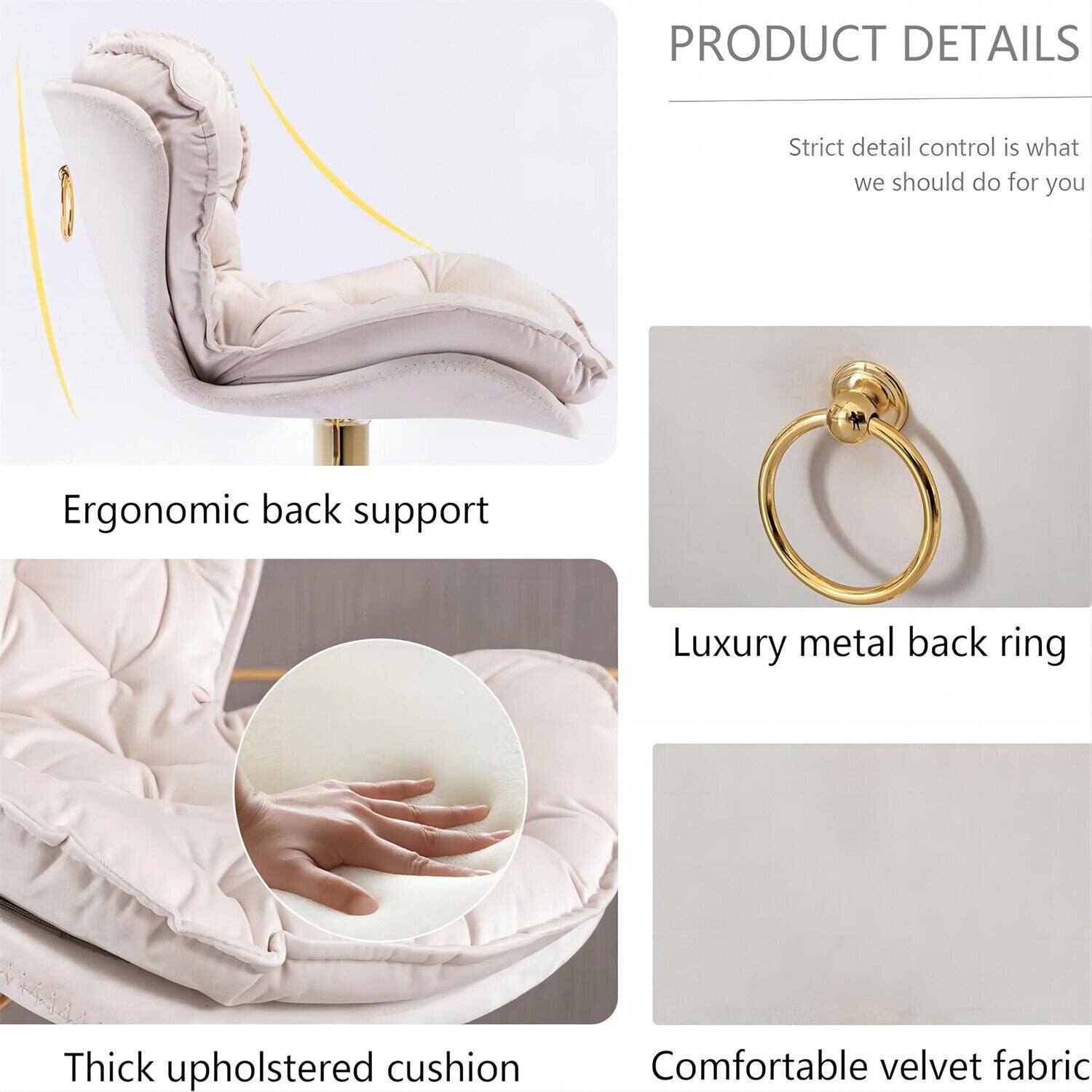 Set of 2 Velvet Bar Stools Adjustable Height Swivel Tufted Pub Bar Chairs HT