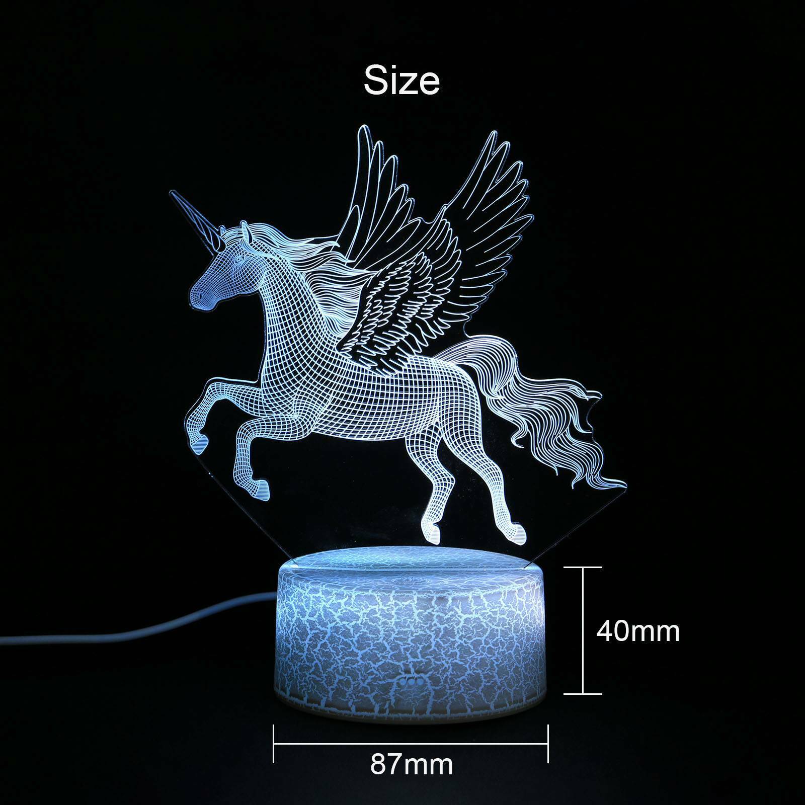 3D Unicorn LED Night Light USB Touch Colour Changing Table Lamp Kids