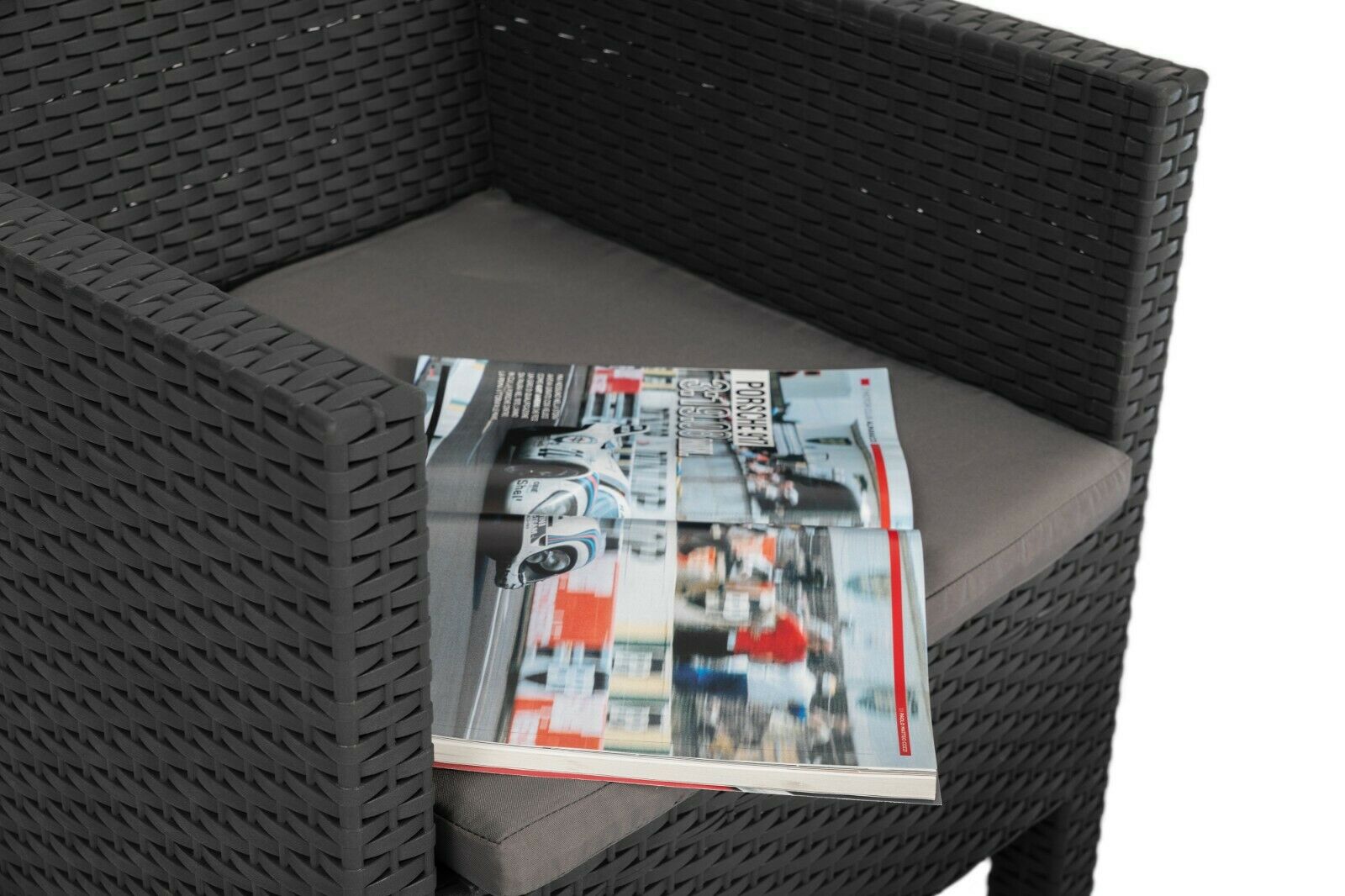 3 Piece Weatherproof Rattan Outdoor Garden Furniture Set , 2 Chairs + 1 Table (3 Pcs Anthracite)