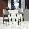 2× Grey Kitchen Breakfast Bar Stools Velvet Padded Seat Metal Legs Modern Pub