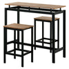 Bar Table and Stool Set For Kitchen Dining Room 2 Metal And Wood Stools High