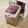 White Wooden 2 Drawer Chest Storage Unit Willow Wicker Baskets Organiser Hallway