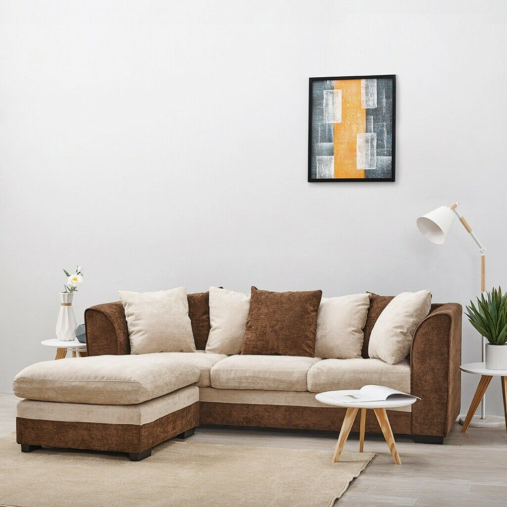 3 Seater Chenille Fabric Sofa Armchair Couch with Footstool Option Living Room