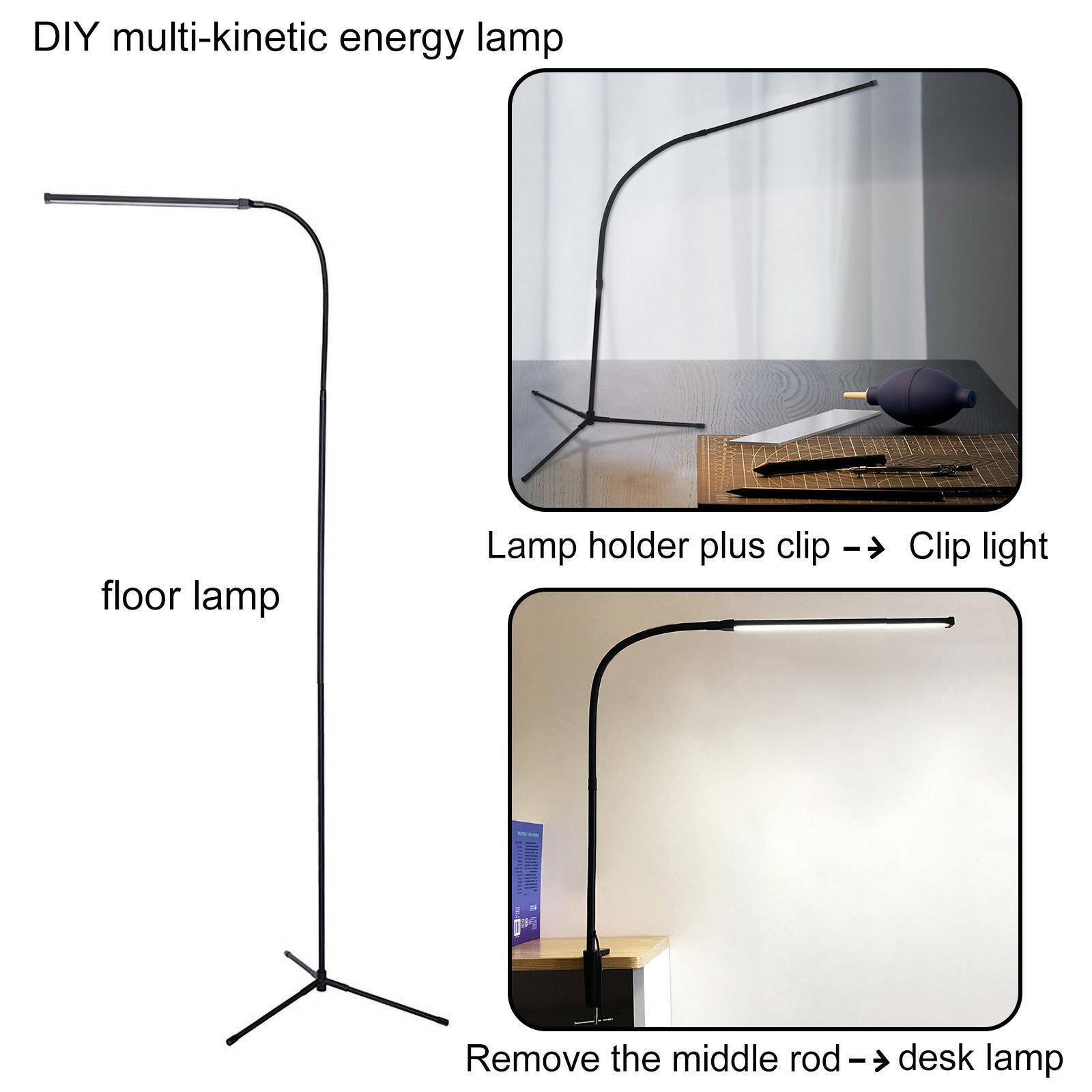 3 Usages Floor Standing Light LED Reading Lamp Adjustable Table Desk Lighting UK