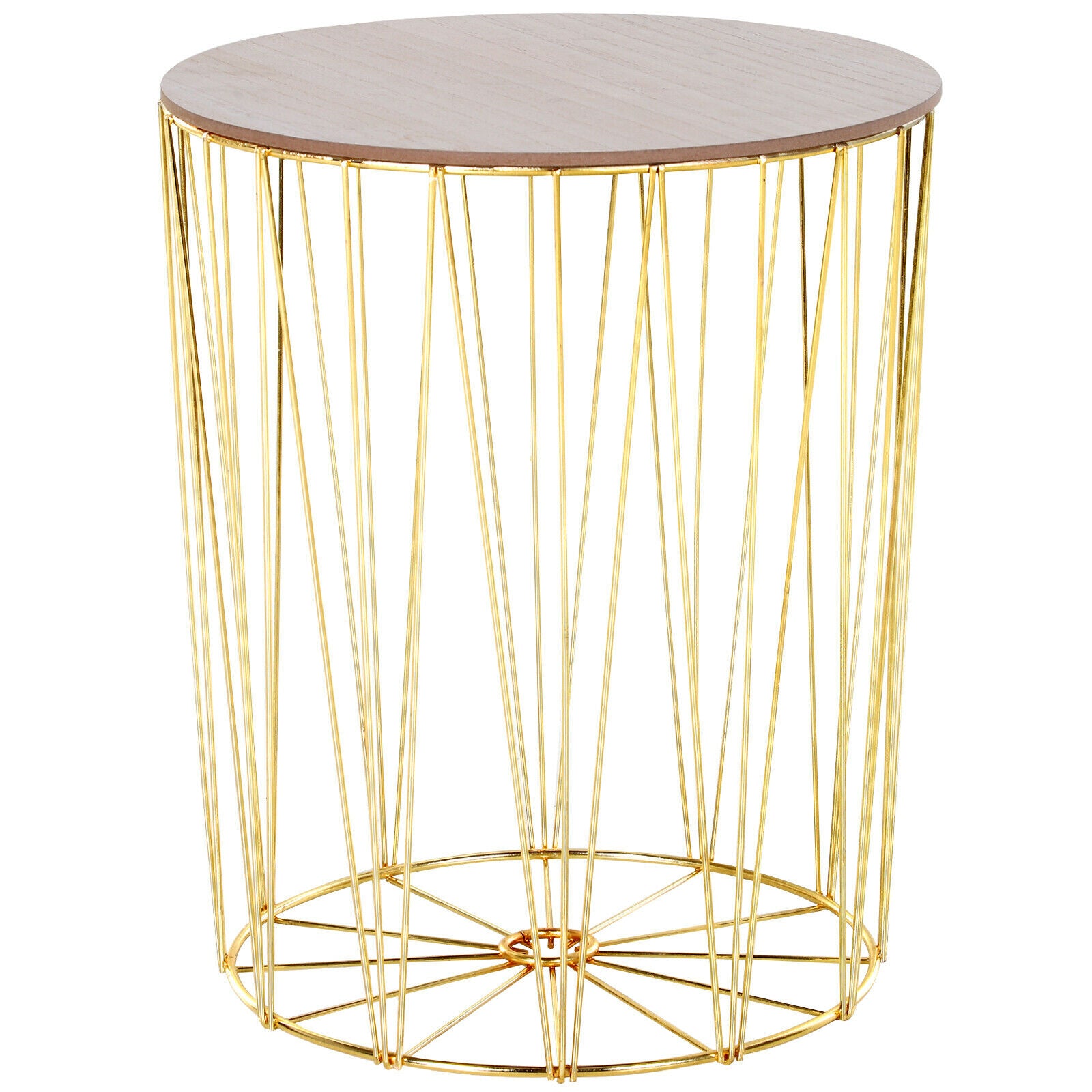 Modern Style 2 Pack Wood Metal Bedside Table w/ Storage - Gold Color Base