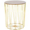 Modern Style 2 Pack Wood Metal Bedside Table w/ Storage - Gold Color Base