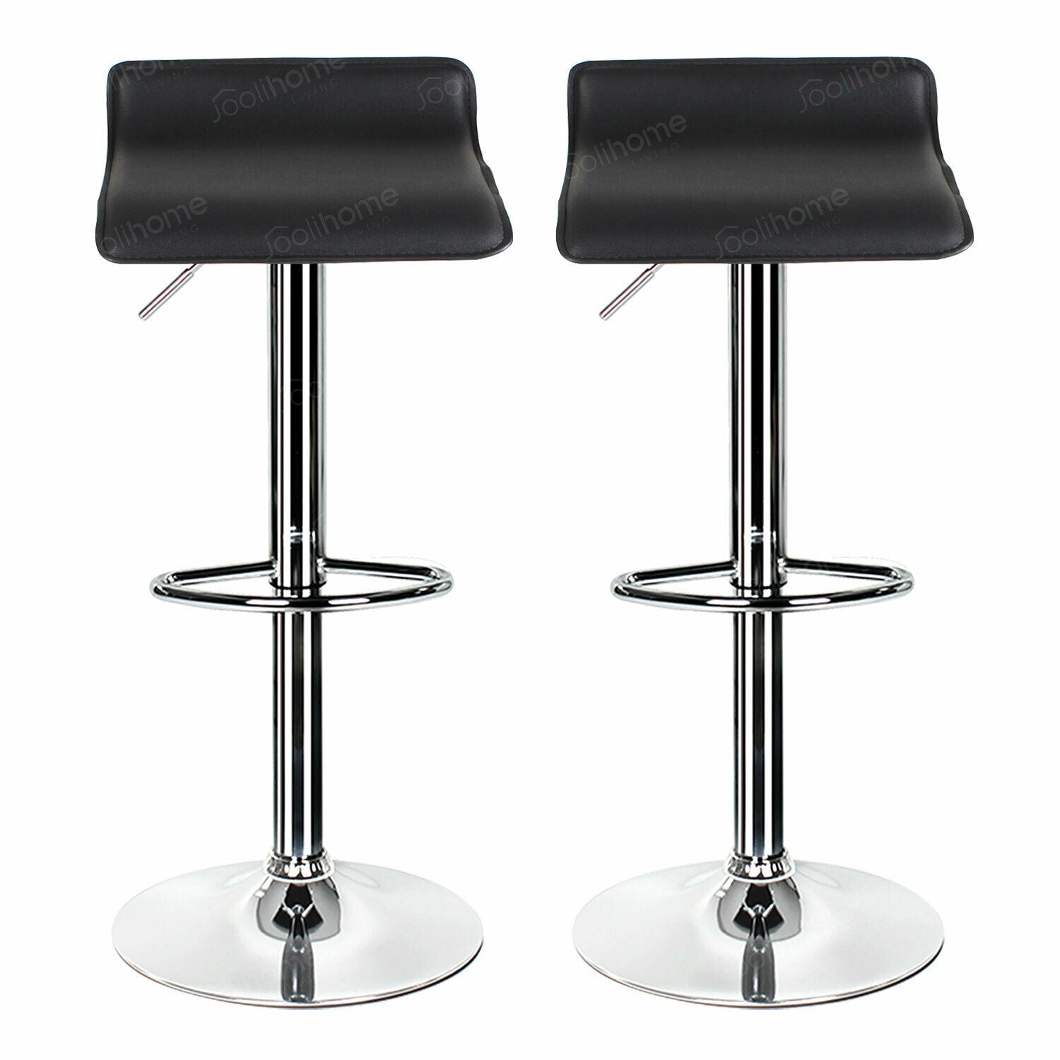 2×Bar Stools Leather Chairs Breakfast Chairs Swivel Gas Lift Kitchen Cushioned