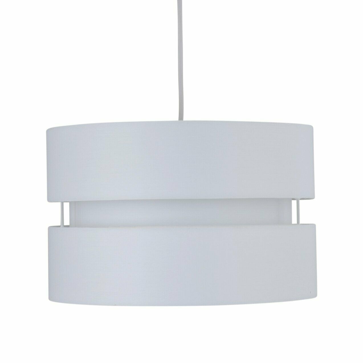 White Easy Fit Pendant Light Shade 2 Tier Design Fabric Drum Ceiling Light Shade