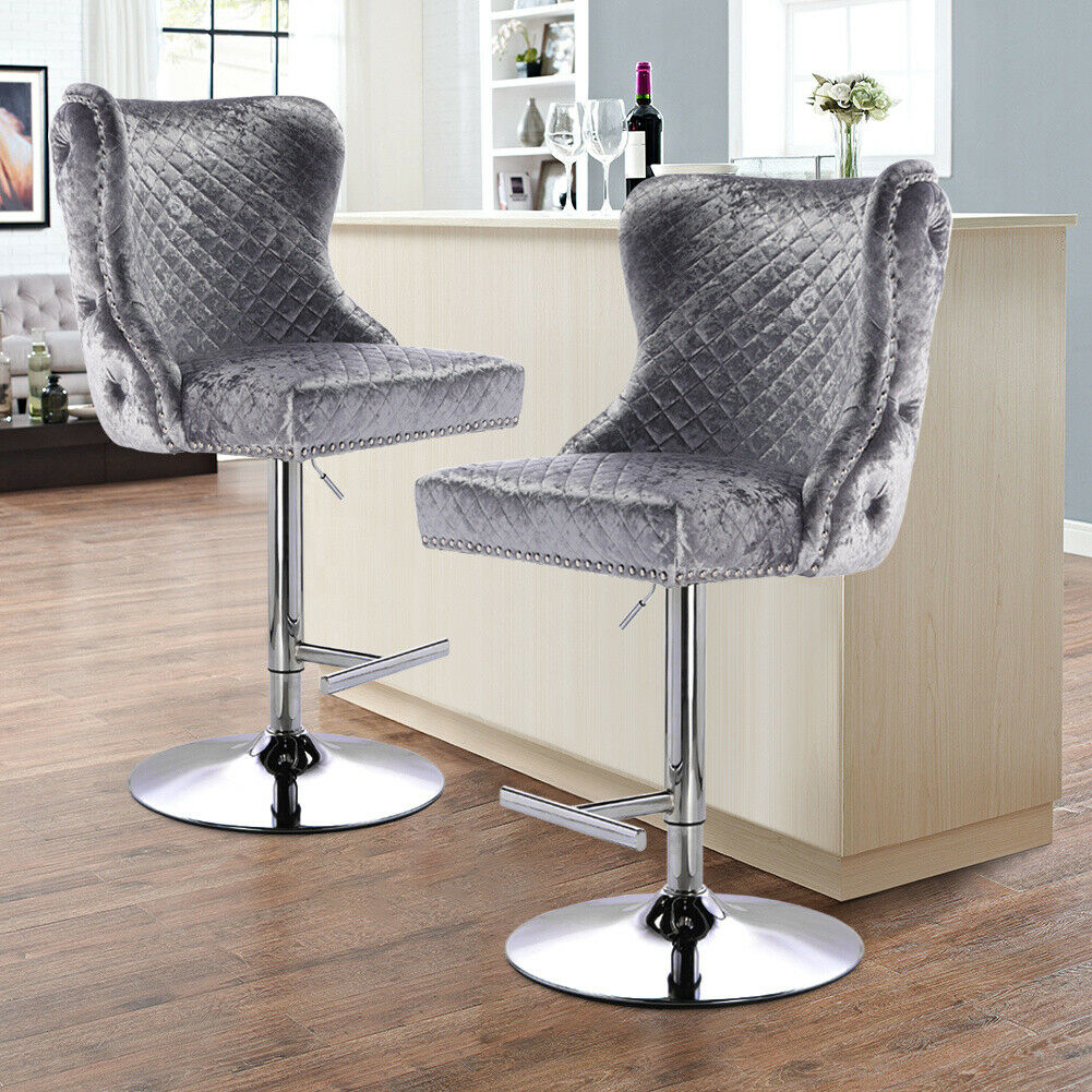 Crushed velvet bar stools with online knocker