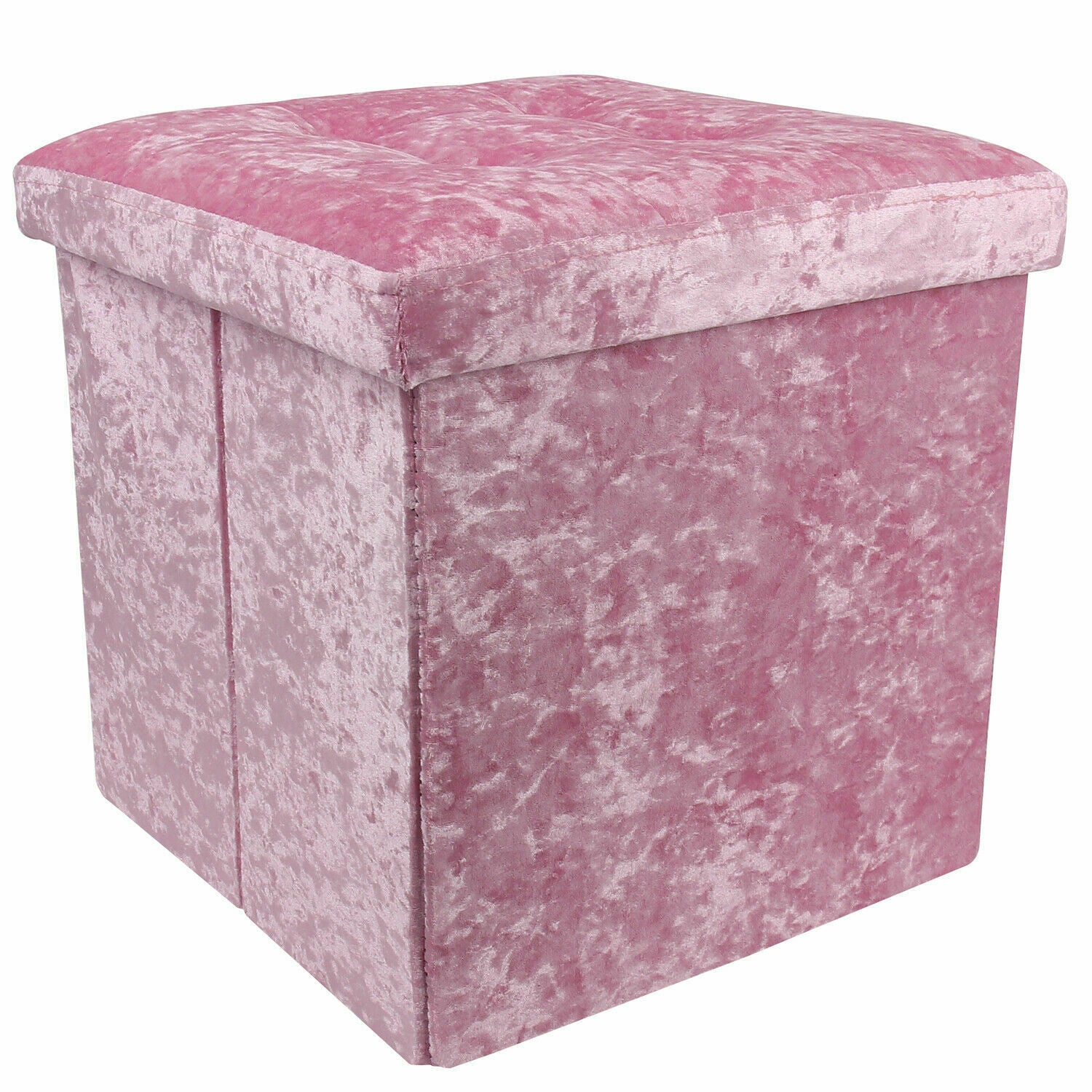 Crushed Velvet Bedroom Ottoman Foot Stool Cube Storage Box Seat Bin Bed Rest