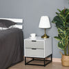 Bedside Cabinet Nightstand 2 Drawer Unit Storage and Metal Base for Home Office