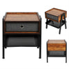 Industrial Bedside Table Fabric Drawer & Low Shelf Nightstand Side Table Cabinet