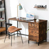 Rustic Brown Computer Desk Home Writing Table Office Desk with Drawer Cabinet