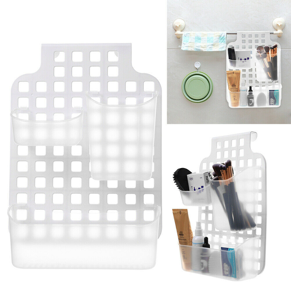 3 Sections Plastic Basket Shower Caddy Hanging Rack Tidy Shelf Organiser Storage