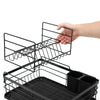 2 Tier Dish Drainer Kitchen Wire Cutlery Draining Holder Drip Plate Rack Tray