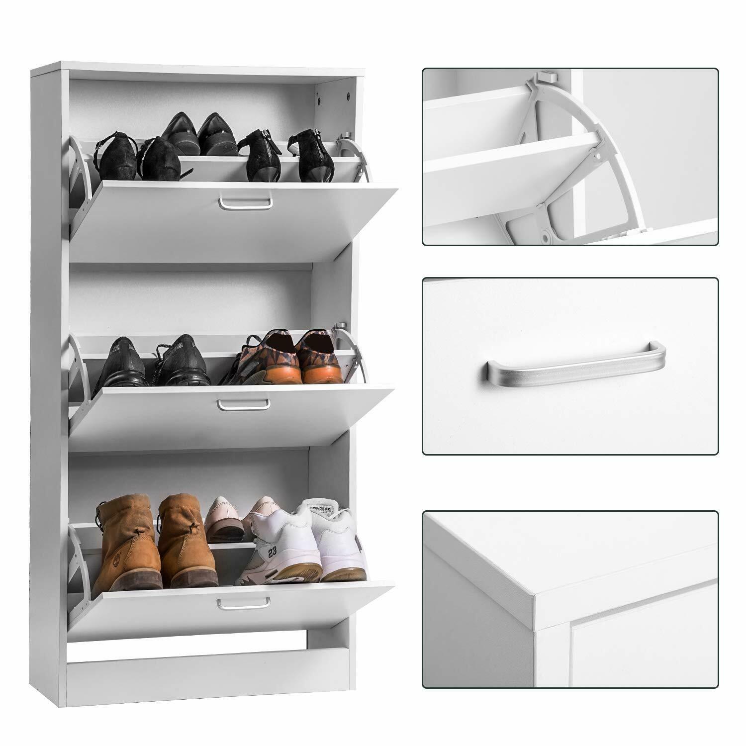 Shoe Cabinet Storage Cupboard Footwear Stand Rack 3 Drawer Unit Organiser Chic