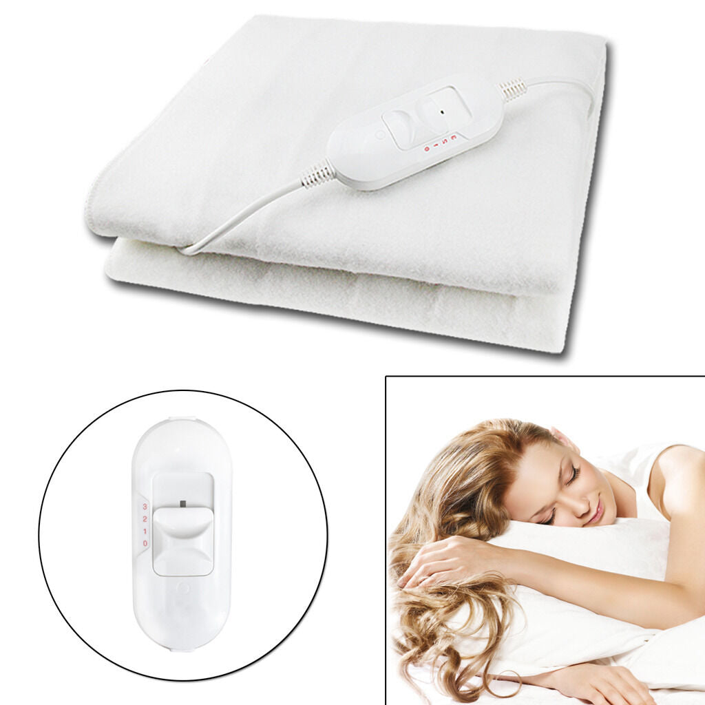 Electric Heated Throw Over Under Blanket Fleece Washable Polyester Warm Mattress