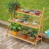 3 Tier Flower Plant Pot Shelf Stand Display Ladder Garden Rack Step Style Wooden
