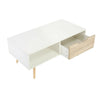 2 Tier Modern Coffee Table Rectangle Wood Living Room Storage Shelf 1 Drawer