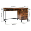 Rustic Brown Computer Desk Home Writing Table Office Desk with Drawer Cabinet