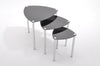 SET OF 3 NESTING TABLES/END SIDE TABLE-Black Glass,Chrome Legs -