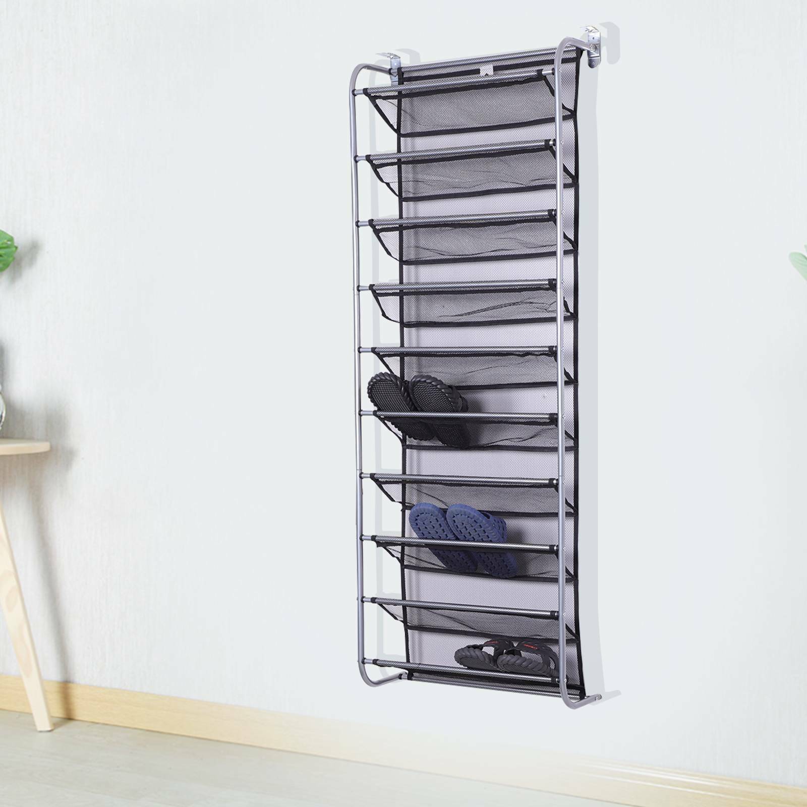 10 Tier 36 Pair Over Door Hanging Shoe Rack Holder Storage Organiser Stand Shelf
