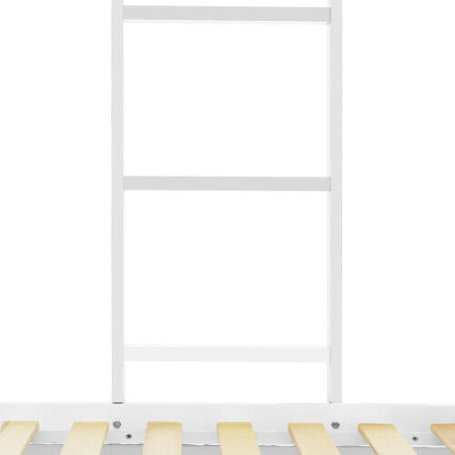 3FT Single Bunk Bed Treehouse Wooden Frame Kids Sleeper Pine House Canopy HT