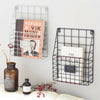 Simple Style Wire Magazine Newspaper Basket Wall Mounted Post Storage Rack Black