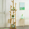 Natural Bamboo Coat Rack Stand Clothes Hanger Hat Jacket Bag Umbrella Scarf Hook