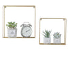 2pcs Floating Modern Gold Wall Shelf Storage Shelves Metal Bookcase Rack Decor