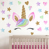 HIGH QUALITY UNICORN HEAD Wall Stickers Rainbow Decor Cute Pink Nursery Kid Room
