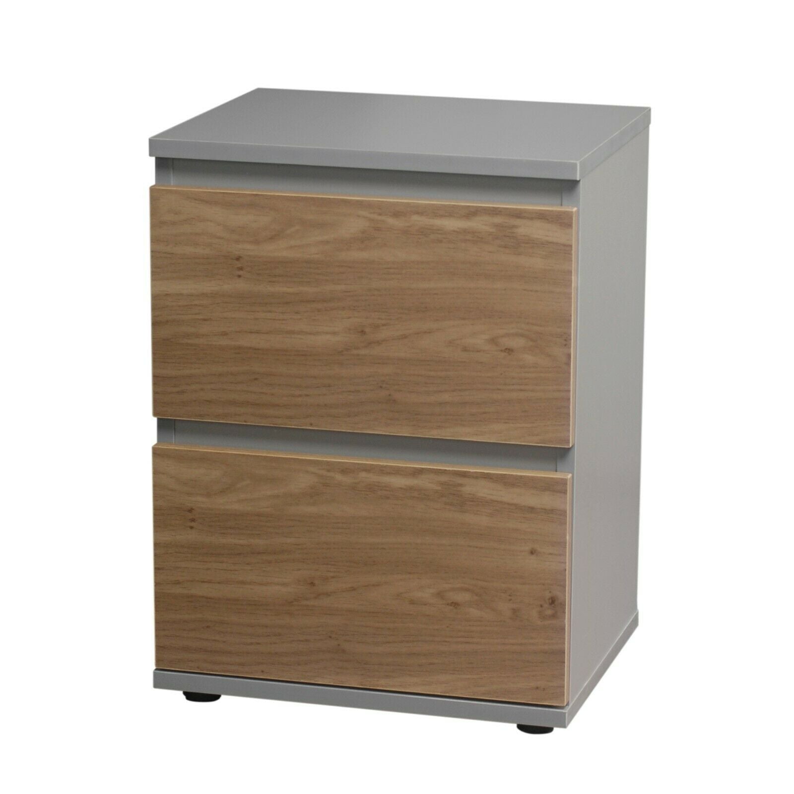 2 Drawer Wooden Bedroom Bedside Cabinet No Handle Nightstand Side Table