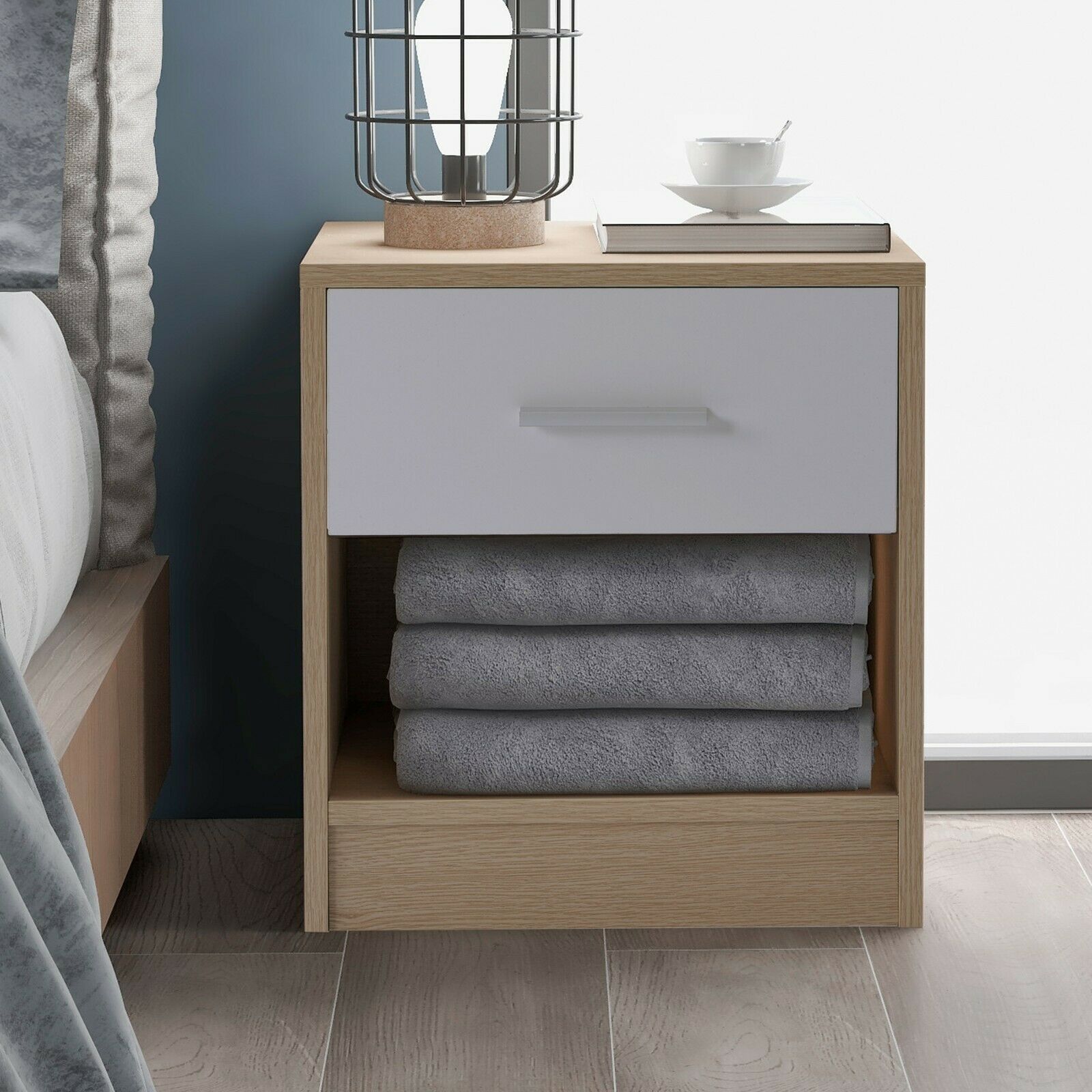 2 Drawer Wooden Bedside Table Cabinet Nightstand Storage Bedroom Furniture