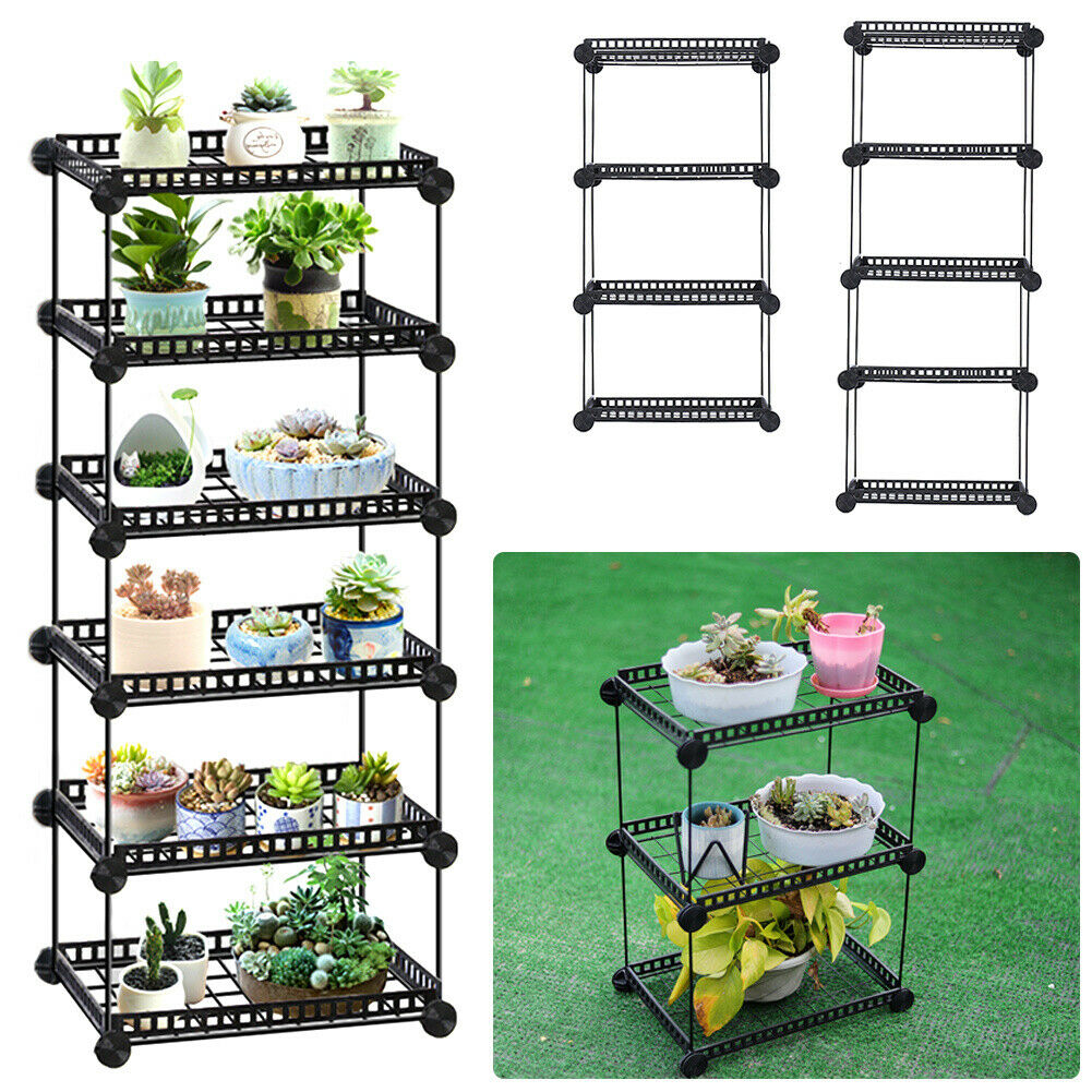 3/4/5/6Tier Wire Metal Shelving Flower Shelf Plant Display Rack Planter Pot Rack
