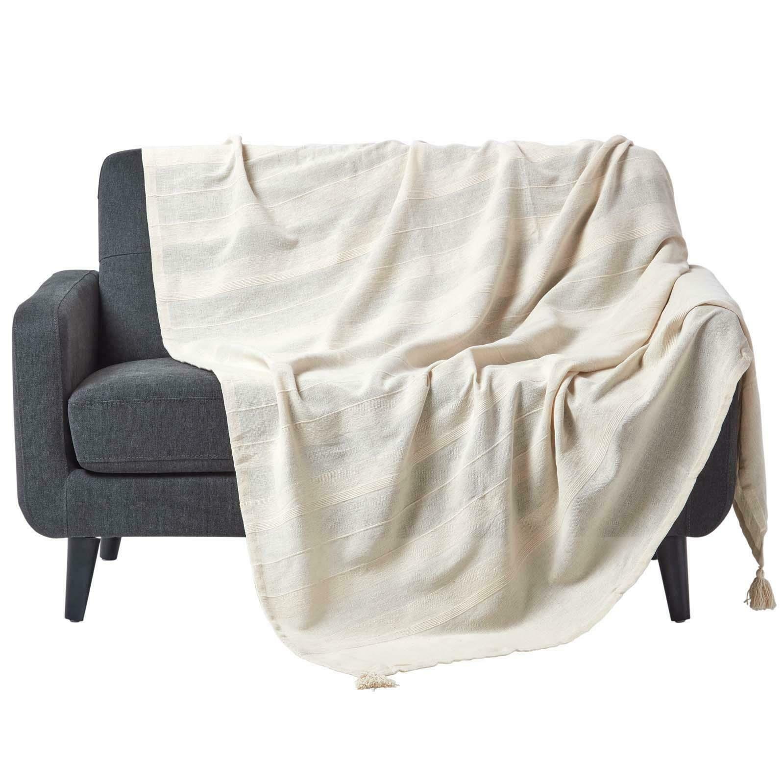 Extra Large Cotton Throws for Sofas Settee Bedspread Bed Covers Blankets