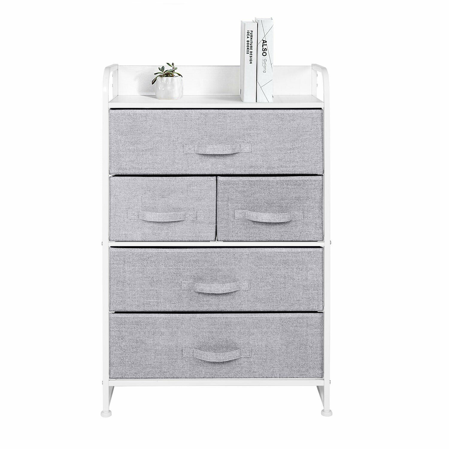 5-Drawers 4-Tier Fabric Chest of Drawer Bedroom Furniture Hallway Storage Grey