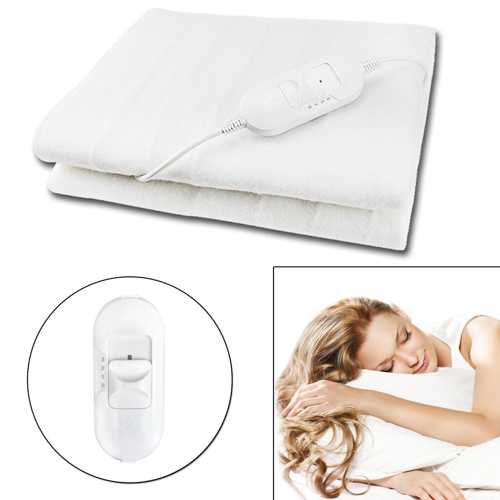 Electric Heated Throw Over Under Blanket Fleece Washable Polyester Warm Mattress