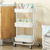 3 Tiers Rolling Cart Storage Trolley on Wheels Compact Kitchen Trolley
