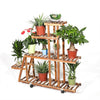 Pinewood Solid Plant Stand Shelf MULTI TIER Flower Pots Storage Display Wheeled