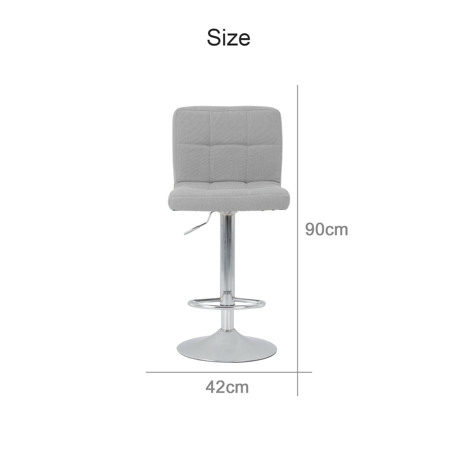 2X Bar Stools Adjustable Breakfast Kitchen Stools Fabric Swivel Chrome Gas Lift