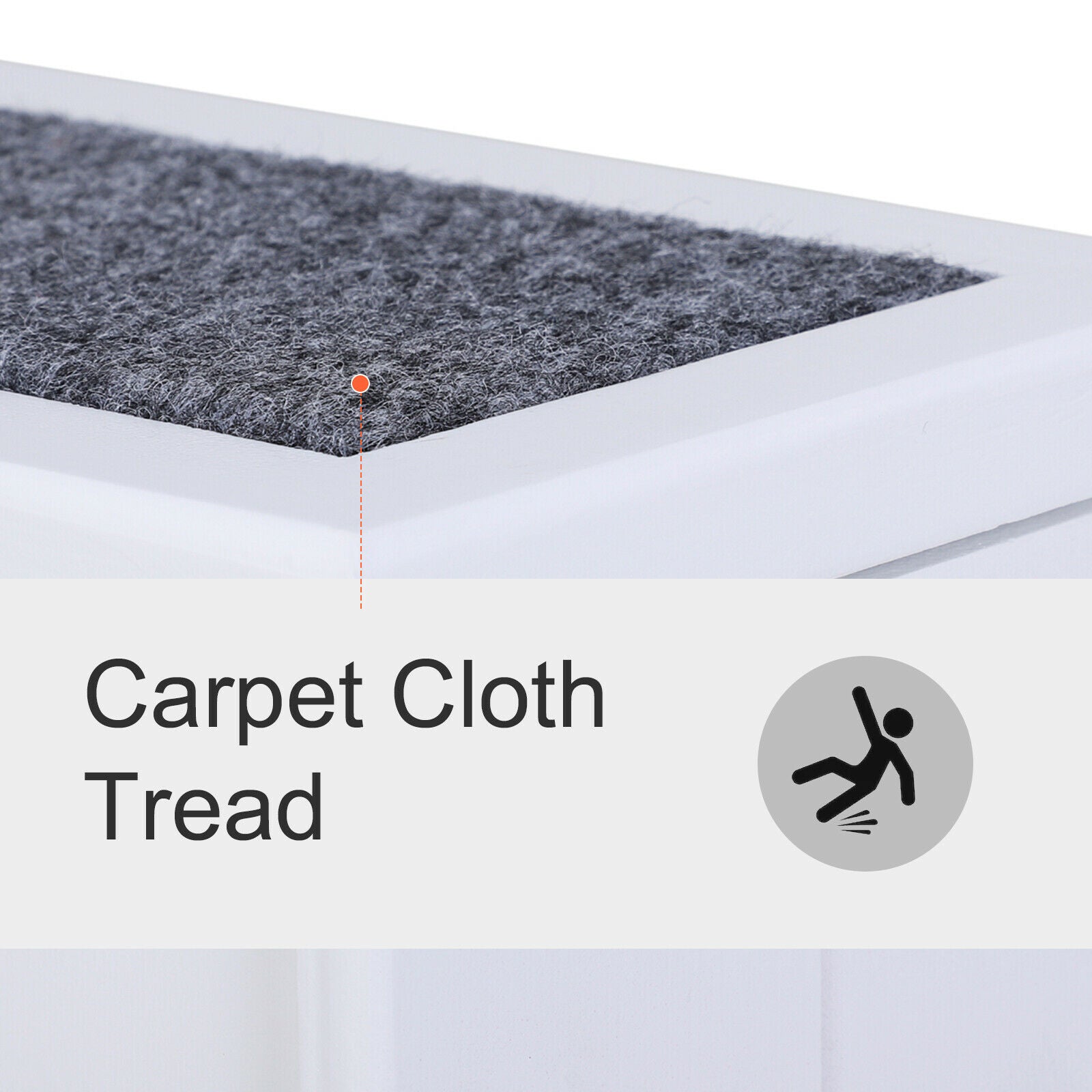 3 Step Wooden Pet Stairs Steps Carpet Non Slip for Cats and Small Dogs White