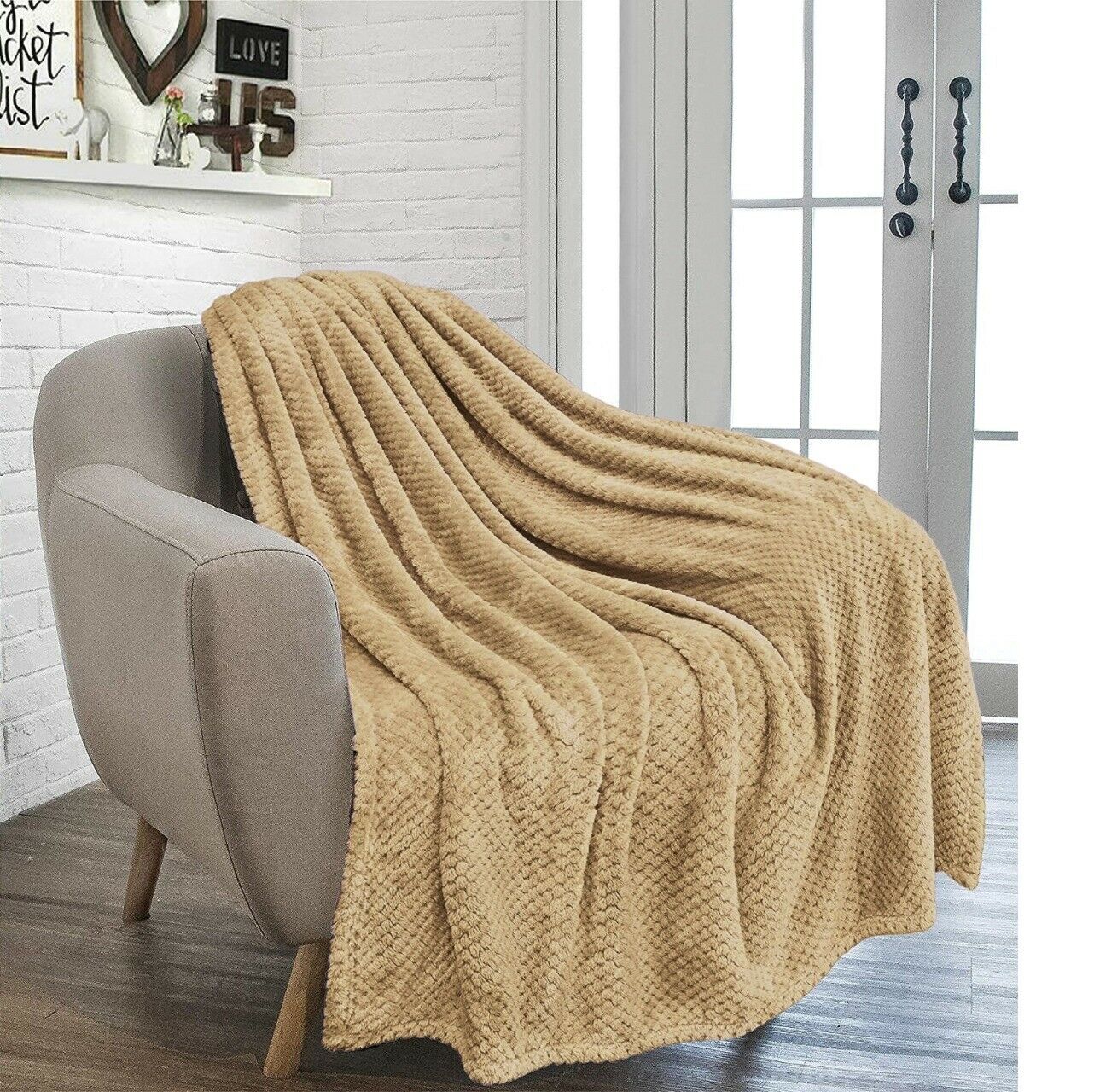 Luxury Waffle Honeycomb Throw Popcorn Blanket Warm Soft Travel Bedspread