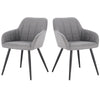 2xDining Chair Linen Counter Chair Steel Legs Tub Chair Armchair with Armrests
