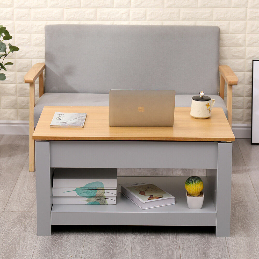 Living Room Lift Up Top Coffee Table with Storage Shelf Different Color Choice