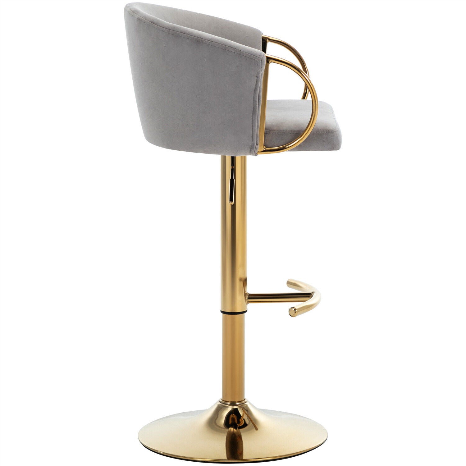 Bar Stools Set of 6 Adjustable Height Swivel Velvet Pub Bar Lounge Chairs Grey