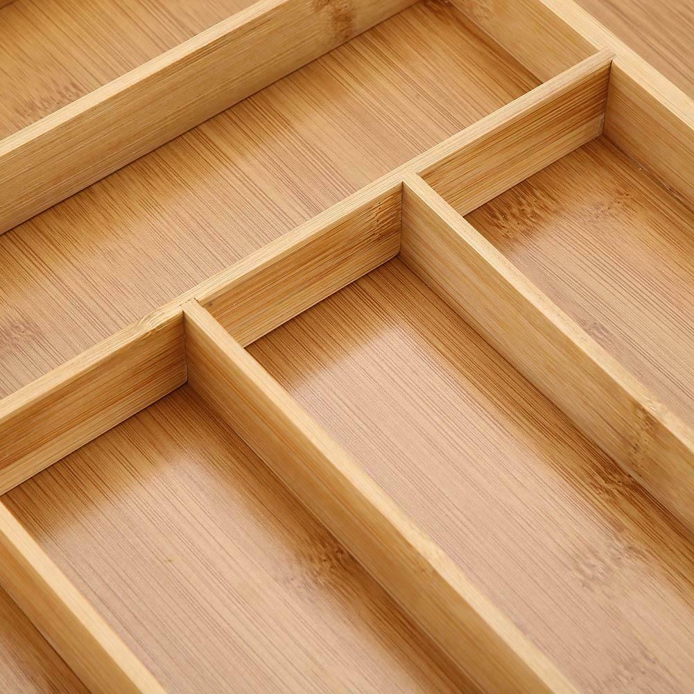 Extendable Bamboo Cutlery Tray For Kitchen Drawer Insert Space Saving Storage