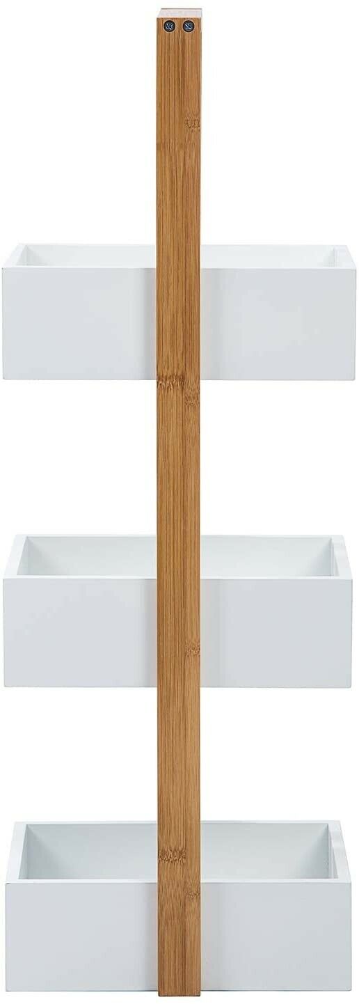 3 Tier Bamboo & MDF Bathroom Bedroom Storage Caddy Unit - 22 x 11 x 81(H)cm