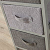 Grey Wooden Storage Unit 3 Drawer Fabric Basket Chest Organiser Bedroom Hallway