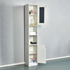 Bathroom Cabinet Shelf Mirror Door Tallboy Cupboard Unit Storage White 180 CM