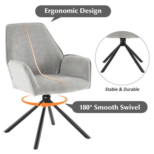 2pcs 180° Swivel Accent Chair Upholstered Armchair Dining Chairs Home Office HT